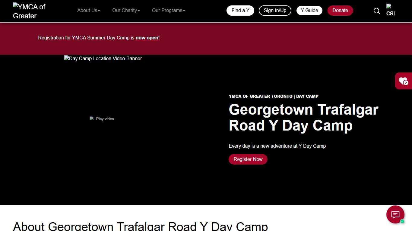 Georgetown Trafalgar Road Day Camp YMCA of Greater Toronto